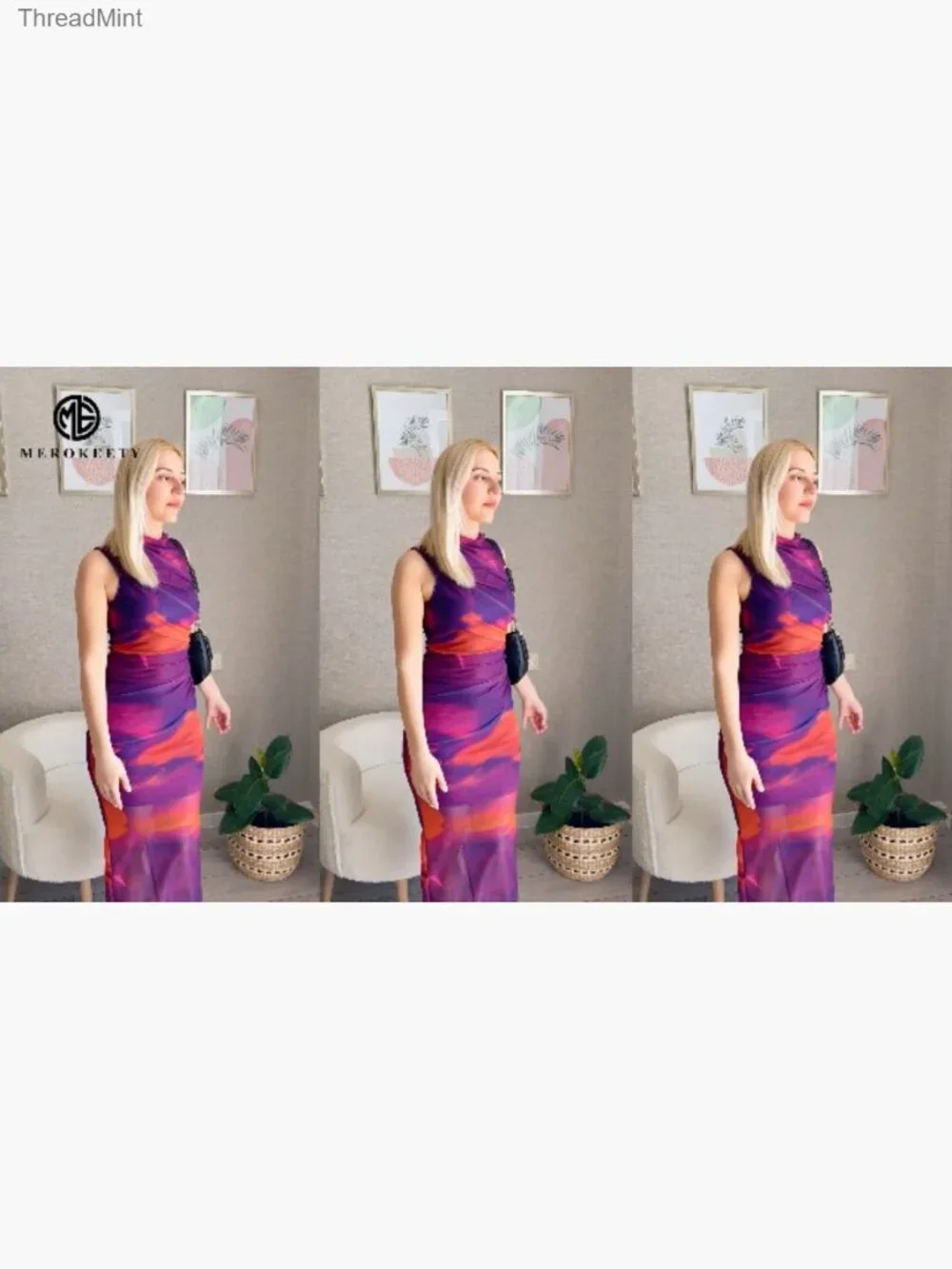 Sleeveless Bodycon Mesh Maxi Dress - Tie Dye Party - Picture 7 of 7